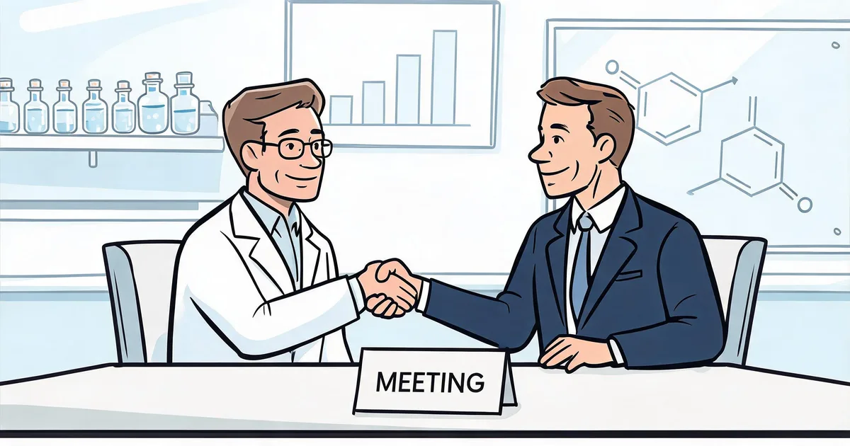 Sekbio scientist meeting a pharma industry visitor to discuss antibody technology and CDMO delivery at CPHI PMEC Shenzhen 2026